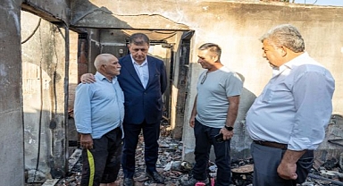 Büyükşehir’den evi yanan aileye yardım eli